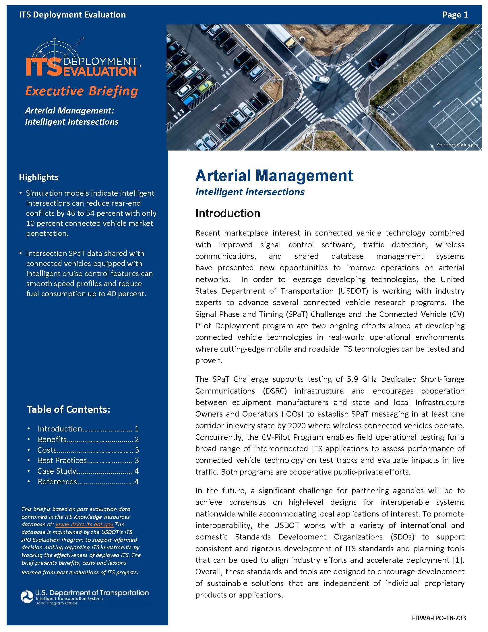 Cover Page of the Arterial Management: Intelligent Intersections 2019 Executive Briefing