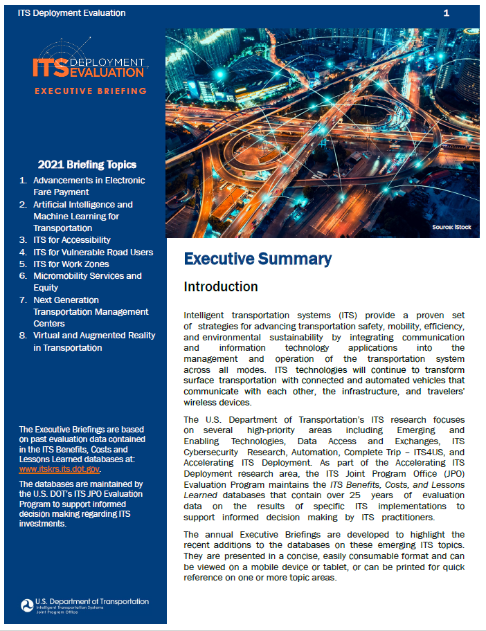 Cover Page of the 2021 Executive Briefings Executive Summary