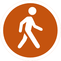 An illustration of a stick figure walking.