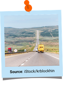 Pictures of trucks going down road