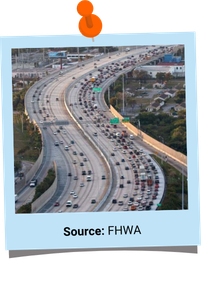 Photo of an aerial view over a major freeway