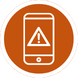 Smartphone with danger alert icon