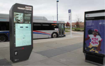 Transit center with a digital kiosk