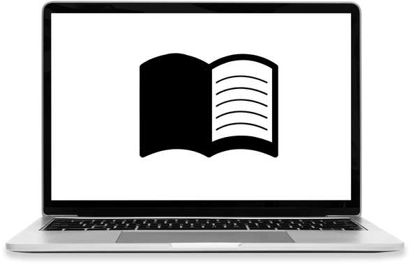 Image of a laptop with a open book icon labelled 'How to search for ITS briefings'