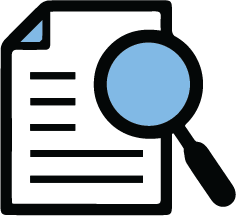 image of magnifying glass over a page of text