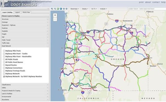 An image showing Oregon Department of Transportation Asset Management Tool