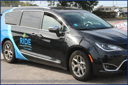 A vehicle with the RIDE branding. 