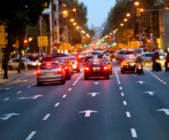 Busy street with heavy traffic