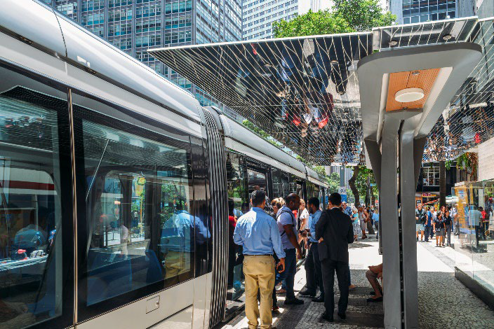People getting on a train