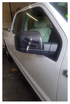 Figure 1: Example laser pointer attached to Vehicle Side Mirror