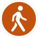 An illustration of a stick figure walking.