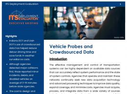 Cover page of the 2020 Vehicle Probes and Crowdsourced Data  Executive Briefing, with an image of a woman holding a mobile device with a transit application opened. 