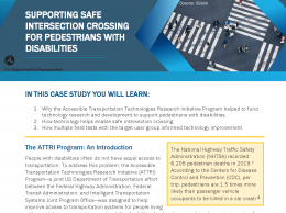This case study discusses "Supporting Safe Intersection Crossing for Pedestrians with Disabilities." This image is of the first page of the case study.