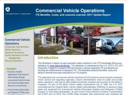 Cover page of the 2017 Commercial Vehicle Operations fact sheet, with images of heavy duty trucks