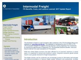 Cover page of the 2017 Intermodal Freight fact sheet, with images of heavy freight vehicles
