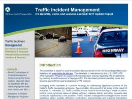Cover page of the 2017 Traffic Incident Management fact sheet, with images of highway patrol