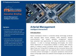 Cover page of the 2019 Arterial Management: Intelligent Intersections Executive Briefing, with an image of an aerial view of a four-way intersection.