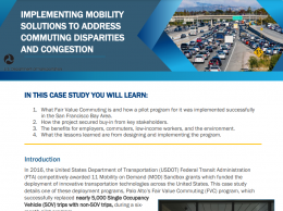 Thumbnail of the first page of the Implementing Mobility Solutions to Address Commuting Disparities Case Study
