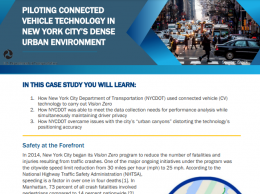Thumbnail of the first page of the Piloting Connected Vehicle Technology in New York City's Dense Urban System Case Study
