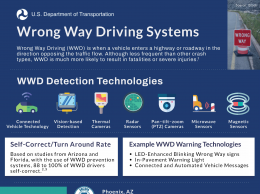 This infographic summarizes key information about Wrong Way Driving Systems and highlights a few benefits and costs of deployed systems from the ITS Deployment Evaluation Benefits and Costs Databases. You can find clickable links to the database entries below the image on the webpage.
