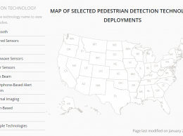 Thumbnail of a map of pedestrian detection technology deployments