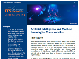 Thumbnail of the first page of the 2021 Executive Briefing on Artificial Intelligence and Machine Learning for Transportation