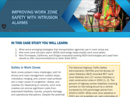 Thumbnail of the first page of the Improving Work Zone Safety with Intrusion Alarms Case Study