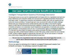 Thumbnail of the first page of the Smart Work Zone Benefit-Cost Analysis Use Case