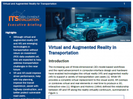 Thumbnail of the first page of the 2021 Executive Briefing on Virtual and Augmented Reality in Transportation