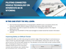 Thumbnail of the first page of the Piloting Connected Vehicle Technology on Interstate 80 in Wyoming Case Study