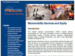 Thumbnail of the first page of the 2021 Executive Briefing on Micromobility Services and Equity