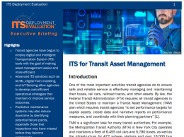 Thumbnail of the cover page of the ITS for Transit Asset Management 2022 Executive Briefing