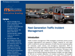Thumbnail of the first page of the 2022 Executive Briefing on Next Generation Traffic Incident Management 