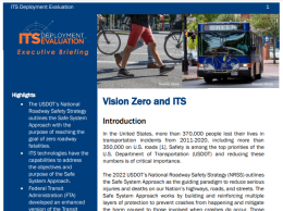 Thumbnail of the first page of the 2022 Executive Briefing on Vision Zero and ITS