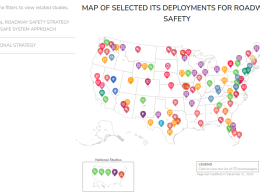 Map depicting selected deployed roadway safety ITS in the United States.
