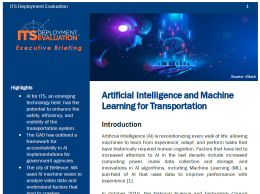 Thumbnail of the first page of the 2021 Executive Briefing on Artificial Intelligence and Machine Learning for Transportation