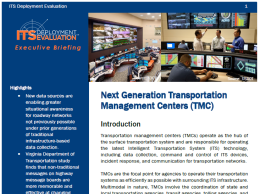 Cover Page of the Next Generation Transportation Management Centers Executive Briefing