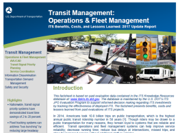 Cover page of the 2017 Transit Management: Operations & Fleet Management fact sheet, with images of a a bus and paratransit vehicle